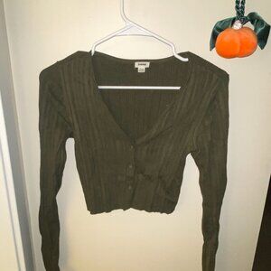 Garage Olive Green V-Neck Cardigan Top